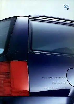 VW Passat B 5 Variant Preisliste 11.1999