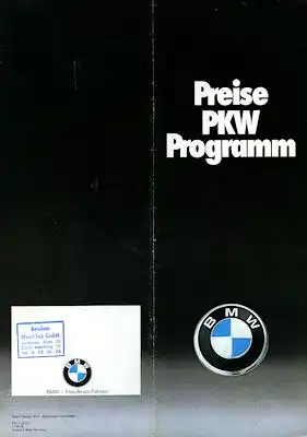 BMW Preisliste 1.1978