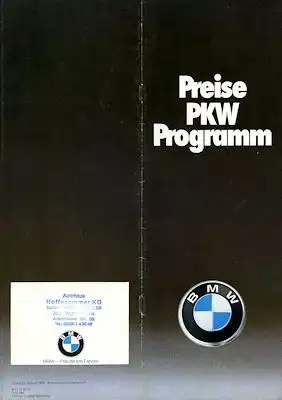 BMW Preisliste 8.1976