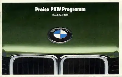 BMW Preisliste 4.1988