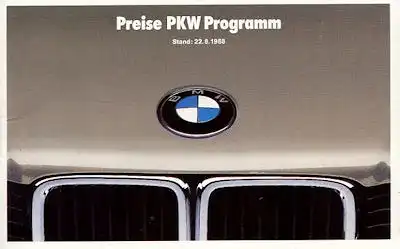 BMW Preisliste 8.1988
