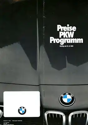 BMW Preisliste 8.1981