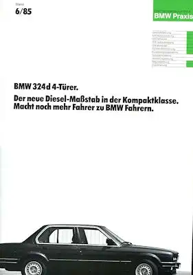 BMW 324d 4-Türer internes Prospekt 6.1985