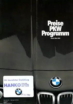 BMW Preisliste 3.1982