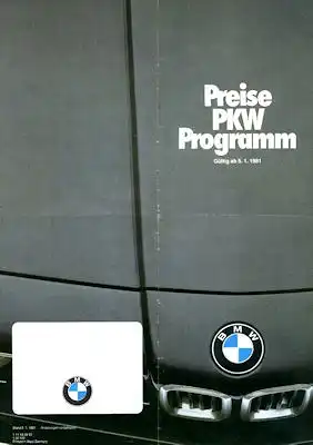 BMW Preisliste 1.1981