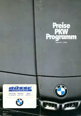 BMW Preisliste 9.1980