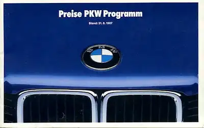 BMW Preisliste 8.1987