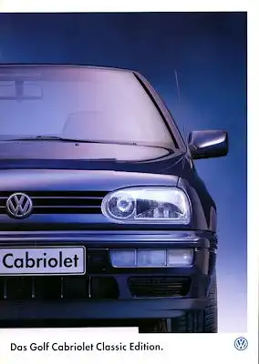 VW Golf 3 Cabriolet Classic Edition Prospekt 2.1996