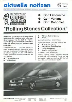 VW Golf 3 Rolling Stones Collection Prospekt 3.1995