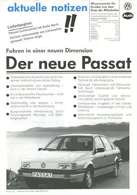 VW Passat B 3 Prospekt 3.1988