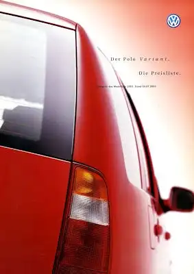 VW Polo 3 Variant Preisliste 7.2000