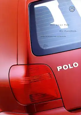 VW Polo 3 Preisliste 9.1999