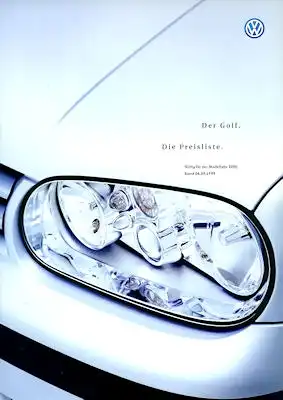 VW Golf 4 Preisliste 9.1999