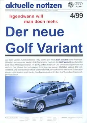 VW Golf 4 Variant Prospekt 3.1999