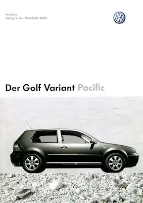 VW Golf 4 Variant Pacific Preisliste 12.2003
