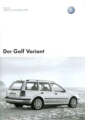 VW Golf 4 Variant Preisliste 12.2003