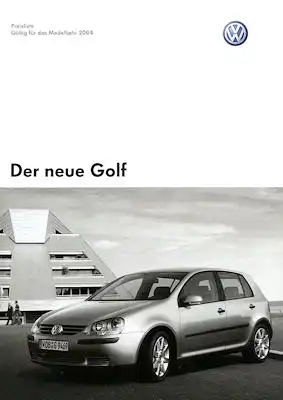 VW Golf 5 Preisliste 12.2003