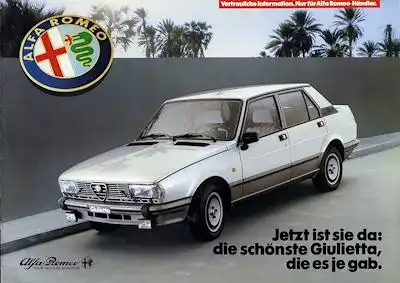 Alfa-Romeo Giulietta Super internes Prospekt 1980er Jahre