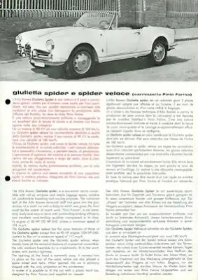 Alfa-Romeo Giulietta Spider e spider veloce Prospekt ca. 1965
