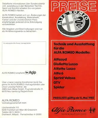 Alfa-Romeo Preisliste 5.1982