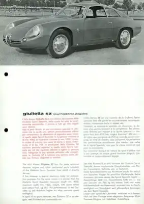 Alfa-Romeo Giulietta SZ Prospekt ca. 1965