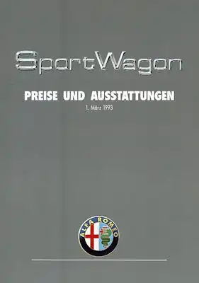 Alfa-Romeo Sport Wagon Preisliste 3.1993