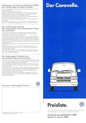 VW T 4 Caravelle Preisliste 1.1996