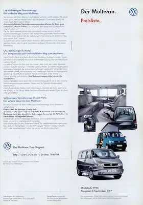VW T 4 Multivan Preisliste 9.1997