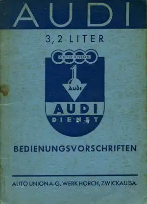 Audi Typ 920 3,2 Ltr. Bedienungsanleitung 6.1939