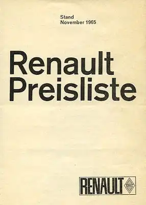 Renault Preisliste Nov. 1965