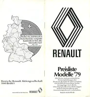 Renault Preisliste 10.1978