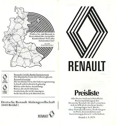 Renault Preisliste 9.1979