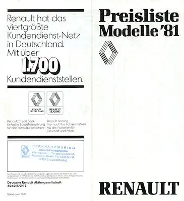 Renault Preisliste 6.1981