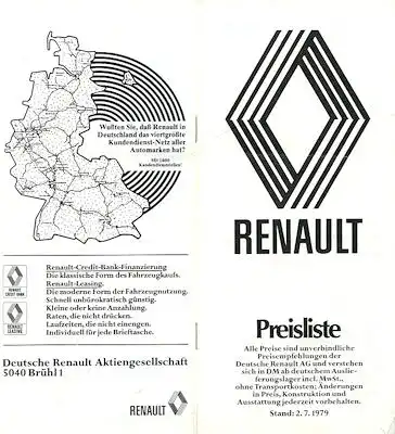 Renault Preisliste 7.1979