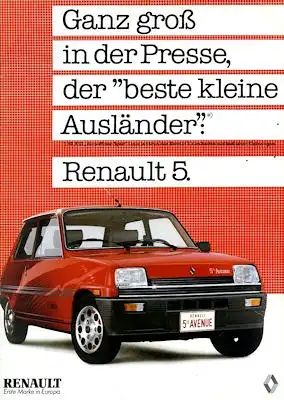 Renault 5 Presse-Prospekt 1983