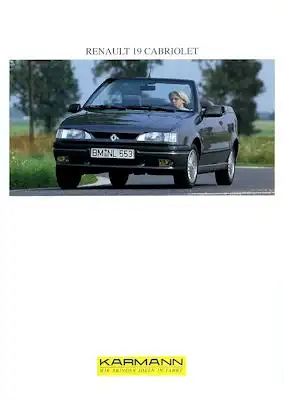 Karmann / Renault 19 Cabriolet Prospekt ca. 1992