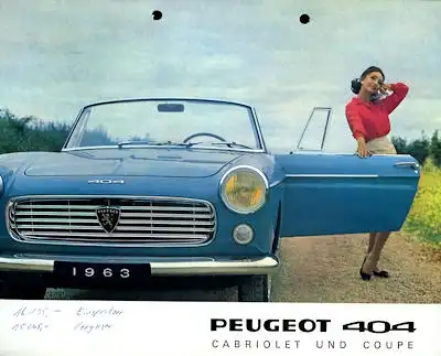 Peugeot 404 Cabriolet und Coupé Prospekt 1963