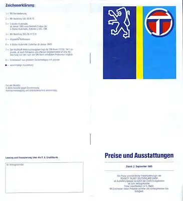 Peugeot Preisliste 10.1982