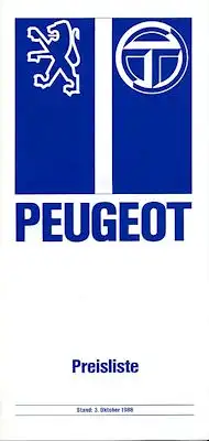 Peugeot Preisliste 10.1988