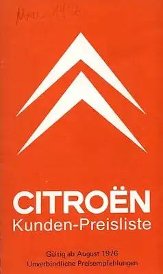 Citroen Preisliste 8.1976