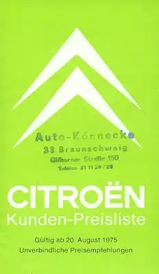 Citroen Preisliste 8.1975