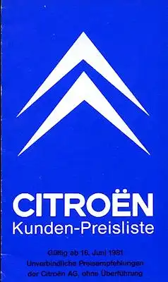 Citroen Preisliste 6.1981