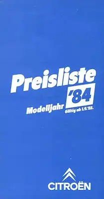 Citroen Preisliste 9.1983