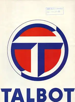 Talbot Übernahme Prospekt 8.1978