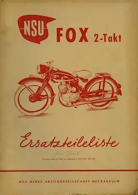 NSU Fox Zweitakt Ersatzteilliste 2.1954