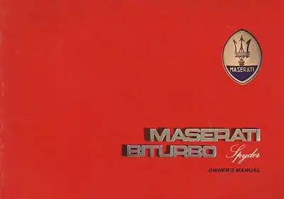 Maserati Biturbo Spyder Bedienungsanleitung 1.1986 e