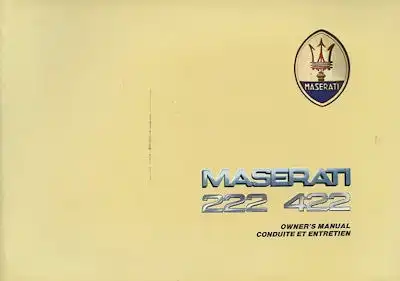 Maserati 222 422 Bedienungsanleitung 1.1989 e+f