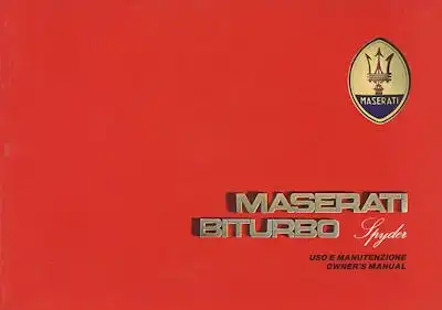 Maserati Biturbo Spyder Bedienungsanleitung 7.1985 e+it