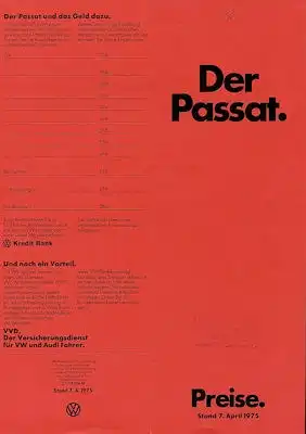 VW Passat Preisliste 4.1975