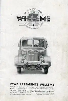 Willeme Type R 15 Bedienungsanleitung Notice d`Entretien du chamion 1947?